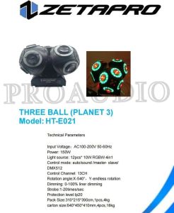 MOVING BALL ZETAPRO LIGHTING THREE BALL PLANET 3 HT-E021 LAMPU DISCO audio