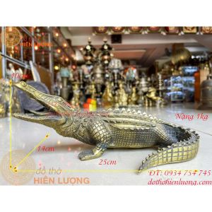 Tượng Cá Sấu Bằng Đồng Phong Thủy Trang Trí Để Bàn DxRxC: 25x14x10cm Nặng 1kg