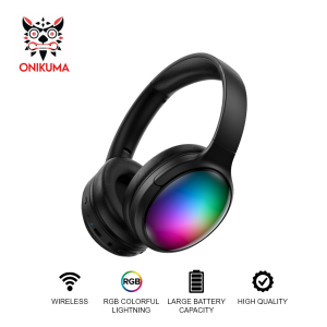 Onikuma B3 RGB Wireless Bluetooth Headphone with ANC Microphone Lightweight Foldable Over-Ear