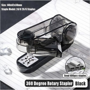 360 Stapler Rotation Transparent Stapler Compatible Effortless Long Paper Stapler 24/6 26/6 Staples