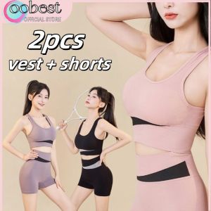 oobest Sports Bra + Fitness Shorts Set Of 2 PCs Women Fitness Women Yoga Suit Running Shockproof Suit