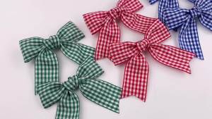 2PCS Blue White Gingham Hair Bows for Girls 3 Plaid Clips    Handmade Gingham Ribbon Hair Accessories Non-Slip Alligator Clips for Toddlers Kids & Teens Daily School & Holiday Wear