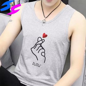 HY Hot New Mens Cotton Clothes Round Collar Sleeveless Shirts Leisure Fitness Loose Workout Tank Tops