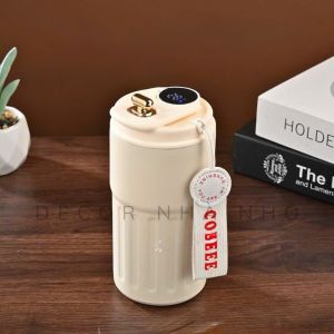 B004 Cốc Cà Phê Giữ Nhiệt Hiển Thị Nhiệt Độ Thông Minh 450ml - Ly Giữ Nhiệt Inox 316 Cao Cấp Chống Rò Rỉ