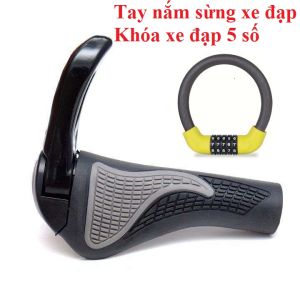 Khóa xe đạp 5 số đổi được mã Tặng Tay nắm xe đạp thể thao sừng trâu chống trượt