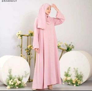 Abaya Turky Basic terbaru Abaya arab/Baju muslim material woolpeach tangan komono/Abaya real sleting depan(busui friendly)Gamis variasi plat putih terbaru & termurah