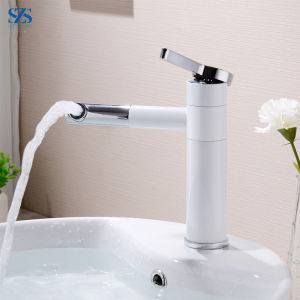 [ Hàng cao cấp ] Vòi lavabo nóng lạnh mỏ xi sơn tĩnh điện trắng bạc loại 20cm QM.VR039