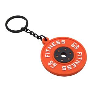 Tear Resistant Workout theo chủ đề Keychain vật liệu cao su 45lb Barbell tấm chi tiết Keyring cho vận động viên