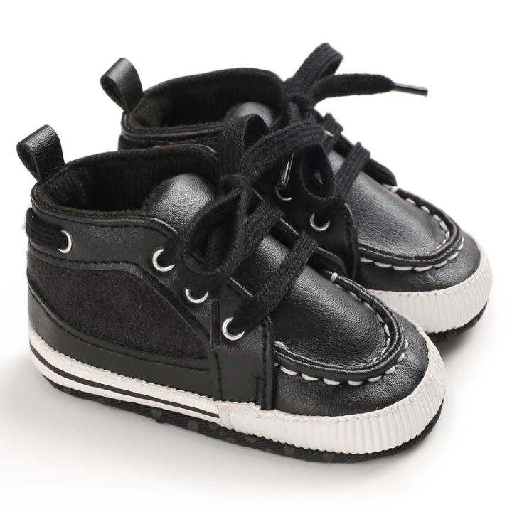 Lace Up Baby Boy Shoes Highcut Newborn Walking Soft Sole