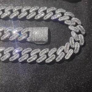 15mm Iced Out Cuban Link Chain 5A+ Baguette Cubic Zirconia Silver/Gold Plated Bling CZ Necklace Hip Hop Rapper Luxury Jewelry
