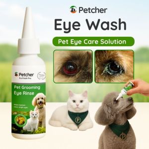 Petcher Eye Cleanser 100ml Anti-Inflammatory Eye Wash and Tear Stain Remover Eye Care Drops for Pets