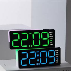 xpkQ New Large LED Digital Clock with Atmosphere Light Multifunctional Snooze Desk Alarm Clock with Date Display for Bedroom T2Y7B