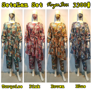 Setelan One Set Rayon LD 110 CM Bunga FLorish Terbaru Free Masker SaFiRah 3300