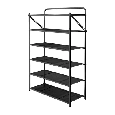 (Flash Sale) HOUZE Slim Monochrome White 6 Tier Steel Shoe Rack Length 70CM