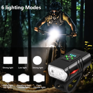 BERGARANSI BIKEONO Lampu Depan Sepeda Led charger super terang T6 USB 6 Mode 1000 Lumens BK60