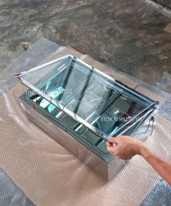 Thùng đá inox 3 lớp (chung) nắp mica trong suốt giữ lạnh khay inox topping trà sữa thực phẩm