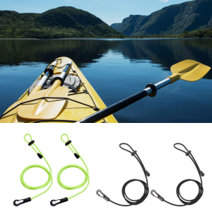 Kayak Paddle Leash Elastics Kayak Canoe Safety String Fishing Rod Leash Lanyard String with Carabiner Clip for Paddling