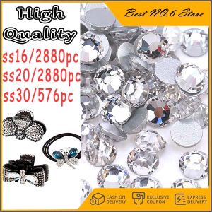 Top-grade transparent crystal white rhinestone 3D art decorative rhinestone silver flat-bottom rhinestone sparkling gemstone