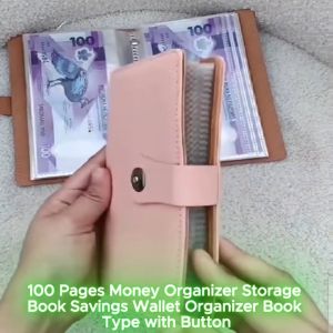 Leather Book Type Money Organizer 100 pages Cash Saving Book Collection Album Cash Buggy Bag Journal Book Family Notebook Money Saving Folder