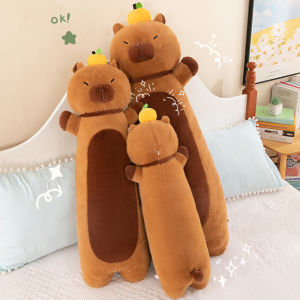 capybara long plushie pillow orange capybara plush toy doll sleeping clamp leg pillow birthday gift