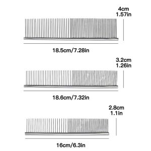 PawPulse【Local Stock】3Pcs Stainless Steel Dual-Teeth Pet Detangling Comb Round Tip Pet Grooming Tool