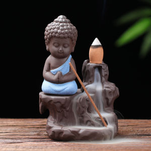 Backflow Incense Burner Ceramic Waterfall Incense Holder Little Buddha Insence Cone Holder Home Decor