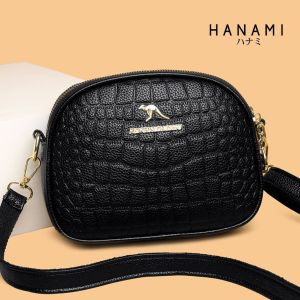 HANAMI Tas Selempang Wanita TA1116B5 Motif Kurenai Premium Cantik Hitam Simple Elegan Slingbag