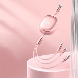 3-in-1 Retractable USB Charging Cable 100W Fast Charging Compatible with USB to C/ Micro USB for iPhone 13/ 14/ 12/ 11/ X Huawei Data Sync At 480Mbps