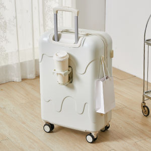 LZD  Womens Ice Cream Luggage 20 Inch Trolley Case Good-looking Boarding Bag Mute Universal Wheel Solid Travel Suitcase with Combination Lock