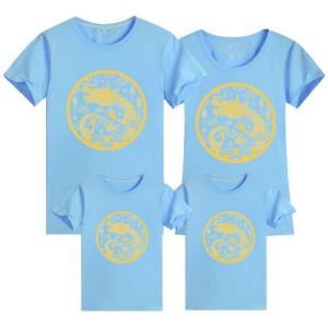 Chinese New Year T Shirt 2024 Dragon Print Design Family Tops Set Round Neck Short Sleeve T-shirt 龙年新年衣服 Red T Shirt For Men Women