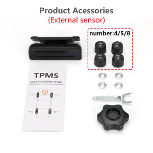 EKLEVA Car TPMS Tire Pressure Monitoring System LCD Display Solar Digital Clock Tire Pressure Temperature Smart Safety Alarm System