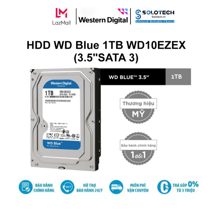 Ổ cứng HDD Western Digital Blue 1TB WD10EZEX (3.5"SATA 3) - Hàng chính hãng new 100%