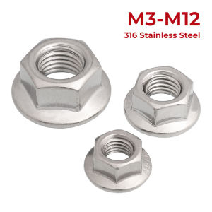 316 Stainless Steel Hexagon Flange Nuts M3 M4 M5 M6 M8 M10 M12 Flange Nuts Hex Lock Nuts With Pad Lock Nut Anti-slip Locking Nuts