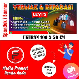 Spanduk Vermak Jahit / Banner Permak / Spanduk Jahit Ukuran 100 x 50 cm