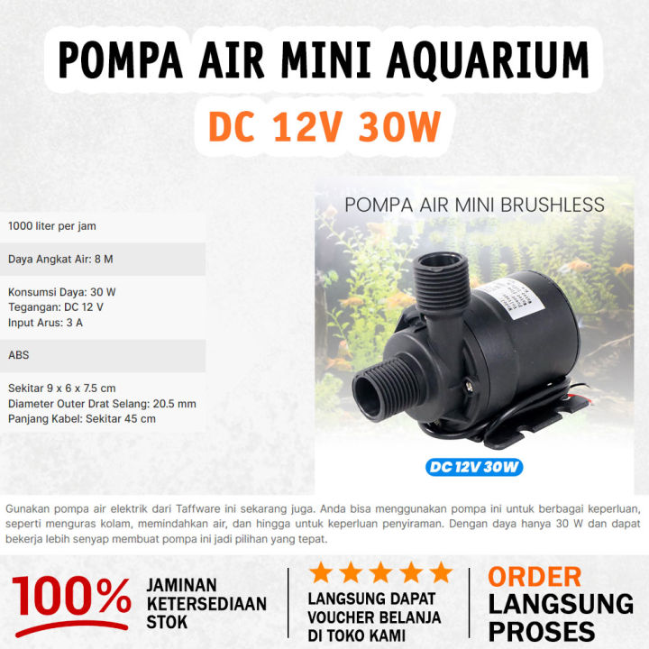 Pompa Air Mini Aquarium DC 12V 30W | Lazada Indonesia