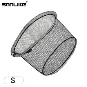 SANLIKE Portable Fishing Net Collapsible Rubberized PE Mesh Hole Depth Aluminium Frame Ring Folding Fishing Landing Dip Net