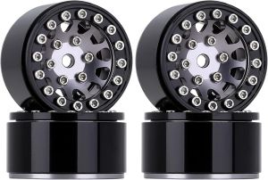 INJORA 1.0 Wheel Rims RC Metal Beadlock Wheels Rims for AX24 1/18 TRX4M All 1/24 Scale Axial SCX24 Deadbolt RC Crawler Car Upgrades Accessories(Red)