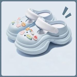[Free Shipping] WomenS Spring/Summer Simple Beach Shoes Two-Tone Outdoor Thick-Soled Sandals WomenS Slip-On Sandals Closed-Toe Slippers