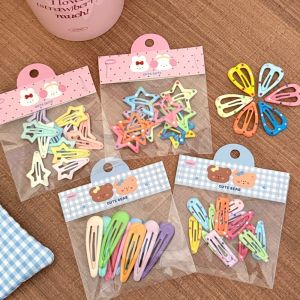 STYLETENK 10Pcs/Set Colorful Snap Hair Clips Star Heart Kids Barrettes Sweet Cloud Shape Children Hairpin Women
