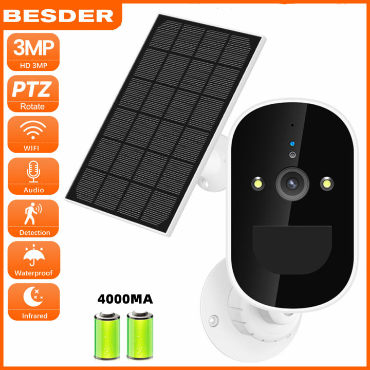 BESDER 2MP 3MP Wireless Solar Wifi Camera CCTV Security Camera