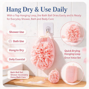 JMY 2 In 1 Exfoliating Bath Sponge Loofah Body Scrubber Exfoliating Bath Towel Shower Scrubber Double Sided Cleansing Tool Bathroom Shower Accessories