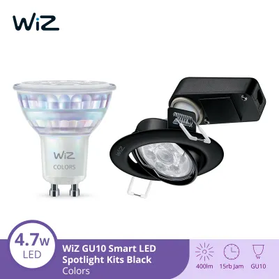 WiZ Lampu Smart LED Spotlight GU10 47W Kits Black (Hitam) - Lampu Sorot
