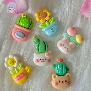 FREE SHIP] Set 6 cái Crocs Jibbitz Sticker gắn dép theo chủ đề thỏ và Hoa gễ thương - Có Nút Gắn