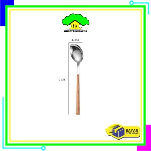MI-C1166 Sendok Garpu Stainless Steel Korea Handle Kayu / Alat Makan Sendok Garpu Gagang Kayu Spoon