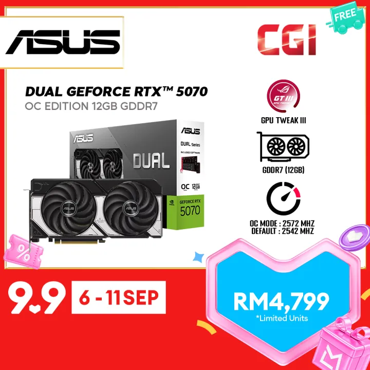 ASUS Dual GeForce RTX™ 5070 12GB GDDR7 OC Edition Graphic Card