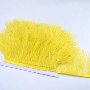 WCYC 1 Meter Sewing Decoration Natural Ostrich Feathers Ribbon Tassel 8-10cm Wide Ostrich Feathers Trim Handmade Fluffy Texture Feather Plumes Ribbon Selvage Wedding Party Decoration