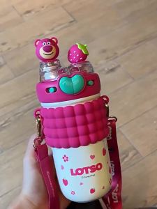 Crayon Shin-chan Insulated Water Bottle for Children 2024 New Double Drinking Water Cup with Straw for Elementary School Students