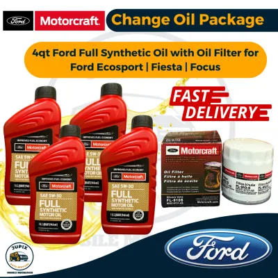 Ford Fully Synthetic Engine Oil 5W-30 [4 quarts + Oil Filter] for Gasoline Ecosport | Fiesta | Focus
