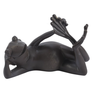 Decorative Meditating Frogs Ornament in Antique Bronze Finish Resins Miniature for Enhancing Garden or Indoor Space
