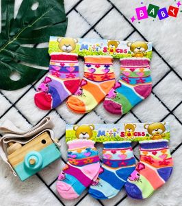 Kaos Kaki Bayi 3 in 1 (3 Pasang) Anti selip USIA 0-1 TAHUN / motif Boneka / Bisa COD .